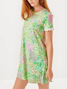 Lilly Pulitzer Cody Short Sleeve Swing Mini Dress Floral Printed Cotton M